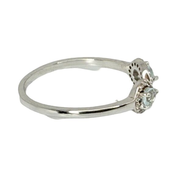 Aquamarine Pear Open Front Ring Sz 10 Rhodium Plated Marquise pretty - Picture 13 of 16